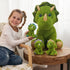 Muiteiur Giant Triceratops Stuffed Animal with 3 Baby Dinosaurs - Green Plush Toy Gift for Kids, 24.5 inch