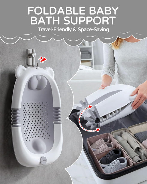 ISELECTOR 0-6 Baby Bath Support Foldable Baby Bathtub Bath Tub for Newborn Infant Baby Bath Seat with Non-Slip Suction