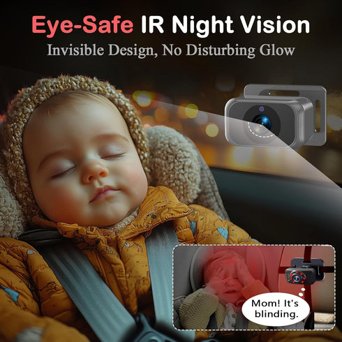 Fodkh 2 6.9 2 Dual Baby Car Camera for Kids Split Screen Ultrawide HD Display with Cameras, IR Night Vision, Easy