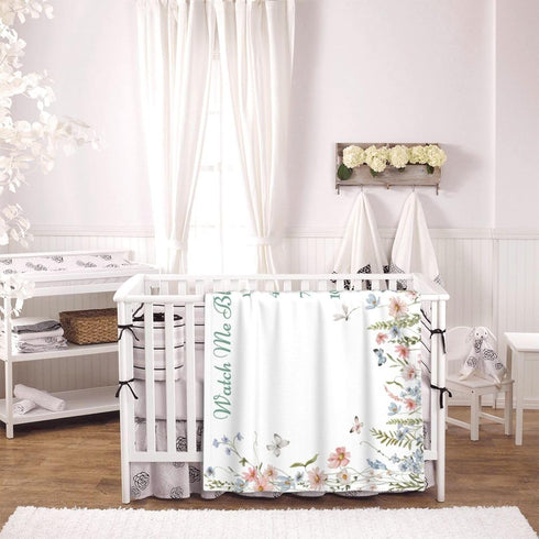 Bohemian Floral Baby Growth Blanket for Boys - Monthly Milestone Photography Prop