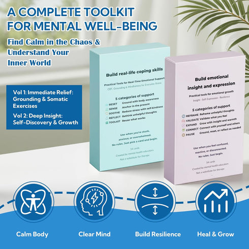 108 Mindfulness Cards for Coping Skills & Mind Brain Emotional Insight Cards - Somatic Therapy for Stress Relief