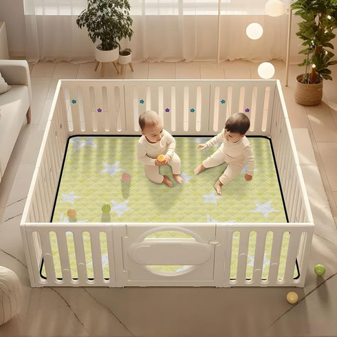 EtherSpher 50'' 50''alfombrilla Different Stars Baby Yellow White Soft Padded Baby Floor Play mat for Indoor Outdoor