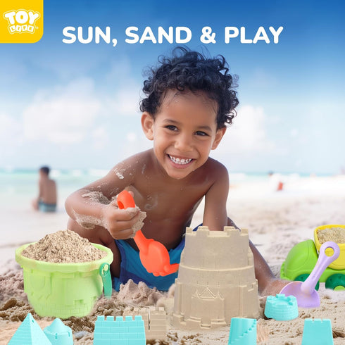 TOY Life Beach Toys for Toddlers Age 3-5, Sandbox Building Sets with Dump Truck, Sand Bucket, Waterproof Mesh Bag