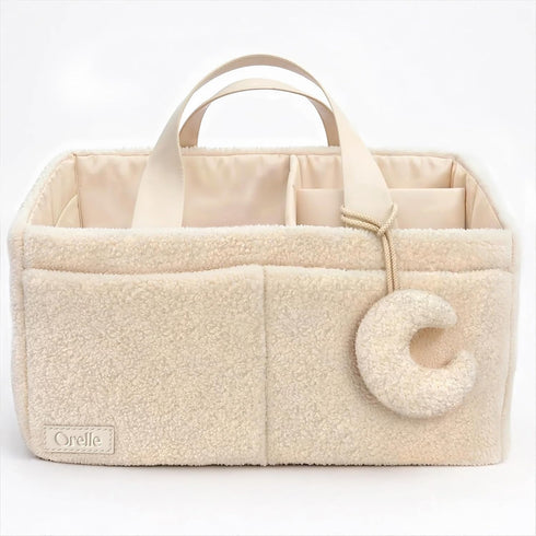 Orelle Boucl Diaper Caddy Organizer with Matching Pouch & Moon Pendant |