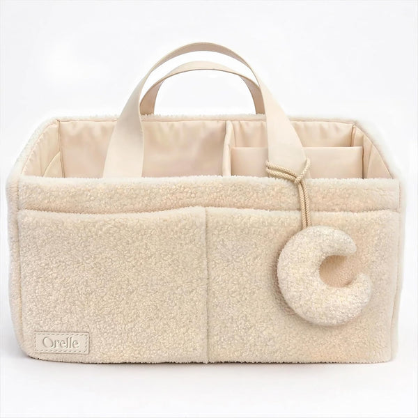 Orelle Boucl Diaper Caddy Organizer with Matching Pouch & Moon Pendant |