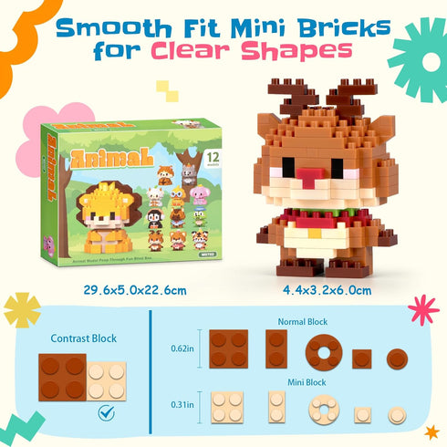 Sets 12 Pack 14+ Party Favors Micro Animal Building Easter Punch Box Surprise Mini Builds Goodie Bag Stuffers Gift