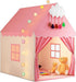 Pink Kids Play Tent with Mat, Cloud and Ball Lights, Large Playhouse for Boys and Girls, Indoor & Outdoor Toddler