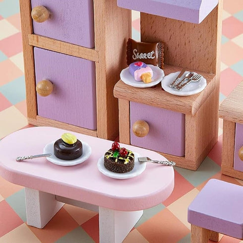 8 1: 12 12 Set Skylety Pieces Scale Minature Dollhouse Accessories Mini House Plates and Spoons Knives Forks Metal