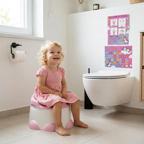 ZICOTO Fun Potty Training Chart with Stickers for Girls - Motivating Unicorn Rewards System with Stickers for Toddler