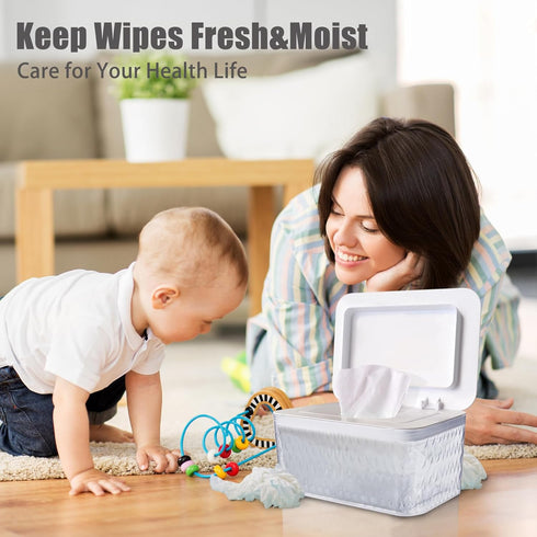 2 Pack Wet Baby Wipes Dispenser - Large Capacity Wipe Holder Seal-Designed Dust-Proof Wet Wipes Container Keep Diaper