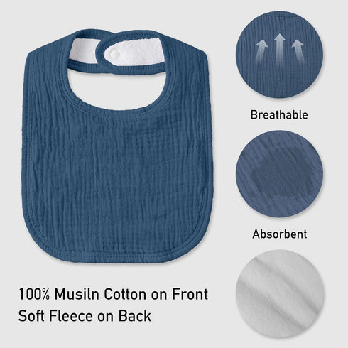 6 Pack (6, Muslin Baby Drool Bibs for Unisex Boys Girls, Soft Cotton Baby Bib for Teething Drooling, Essentials Shower