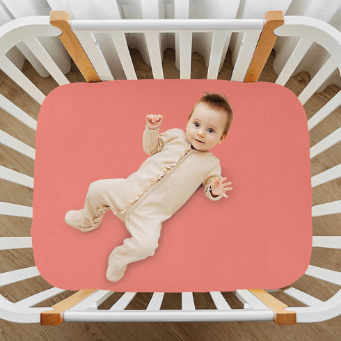KEIGE Salmon Fitted Crib Sheet for Girls and Boys,Soft Breathable Microfiber Baby Sheet for Standard Size Crib Mattress