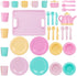 Set 3+ Years(34 Battat Play Circle Dish Plates, Cups, and Tea Party Toys Kitchen Toys for Toddlers Pretend Play Pieces)