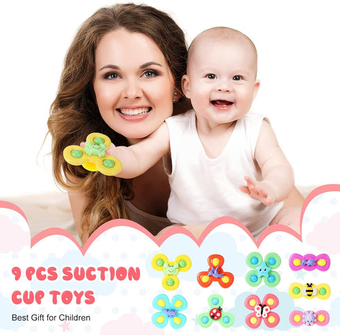 9 3 Leitee Pcs Suction Cup Toys Bath Toys Sensory Strong Suction Cup Toys Spinner Dimple Toy Birthday Gifts for Early