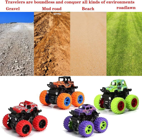 Monster Truck Toys - Friction Powered Push and Go Vehicles for Kids, Inertia Vehicle, Great Birthday Party Gift
