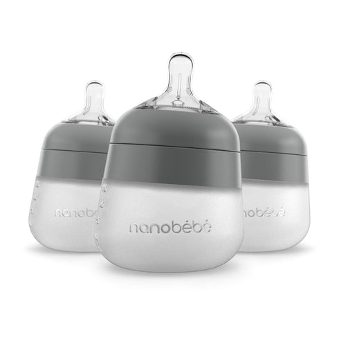 Nanobebe Flexy Silicone Baby Bottle, Anti-Colic, Natural Feel, Non-Collapsing Nipple, Non-Tip Stable