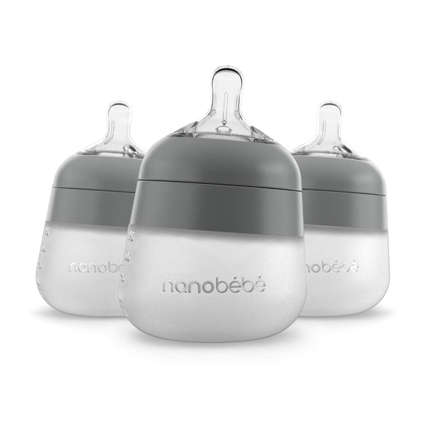 Nanobebe Flexy Silicone Baby Bottle, Anti-Colic, Natural Feel, Non-Collapsing Nipple, Non-Tip Stable