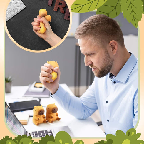 12 Meooeck Pcs Capybara Stress Balls for Adult Mini Capybara Fun Squeeze Fidget Animal Balls Cute for Birthday Party