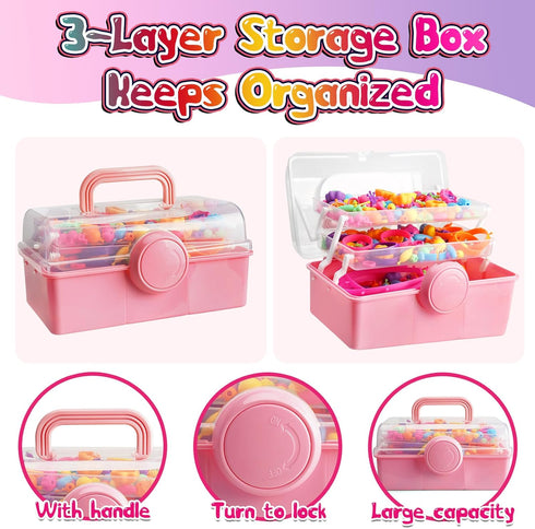 FUNZBO 800+ Pop Beads - Snap Bead Kits for Toddlers, Jewelry Making Kit for Girls, Arts and Crafts for Kids