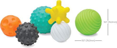 Infantino Textured Multi Ball Set - 6 Piece Toy for Sensory Exploration, Ages 6 Months and Up