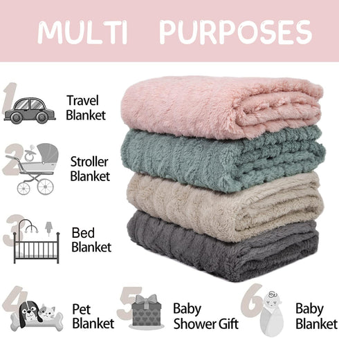 HOMRITAR Baby Blanket for Girls Toddlers, 3D Fleece Fluffy Fuzzy Blanket, Soft Warm Cozy, 30x40 inches, Pink