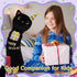 Long Cat Plush Pillow, 24 inch Cute Black Cat Plush, Birthday Stuffed Animal Gift