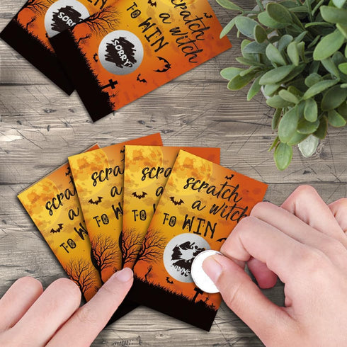 50 Pack Halloween Theme Scratch Off Game - Spider Witch Bat Cards for Halloween Party Activities