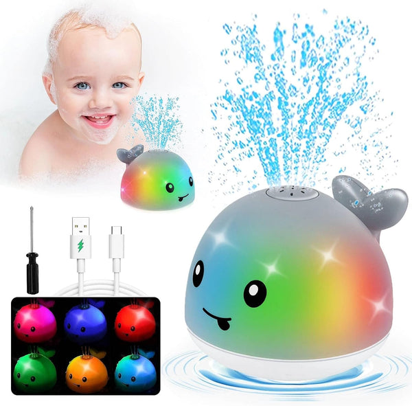 Light Up Toddla Whale Bath Toy Sprinkler for Kids Age 1-8, Mold Free Bathtub Water Pool Shower Toys for Babies