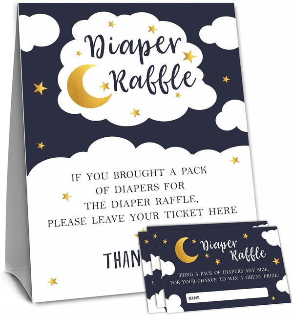 DYIRBIIY Over the Moon Diaper Raffle Set For Baby Shower, Twinkle Twinkle