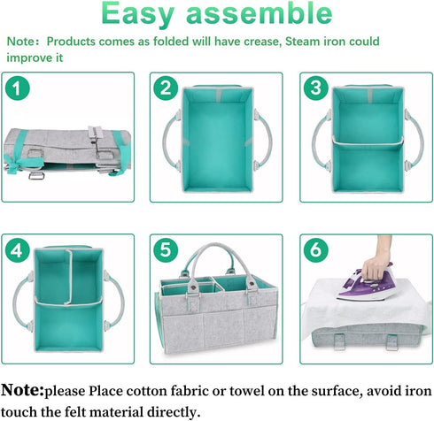 Baby Diaper Caddy Organizer for Boy or Girl, Large Nursery Storage Bin Basket for Changing Table and Car