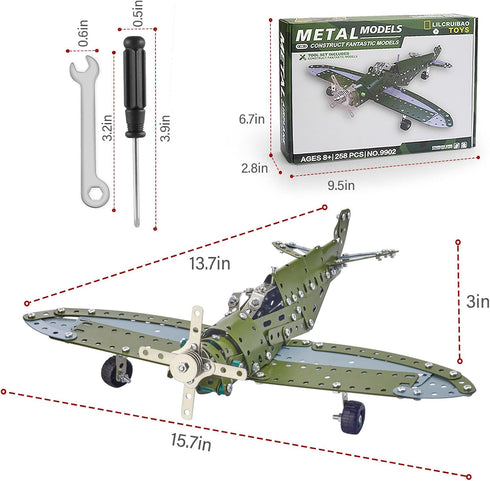 8-12 12-16, 258 Sets 10-14 STEM Projects for Kids Ages Pieces Erector Airplane Model kit, Model Aircraft Metal Building