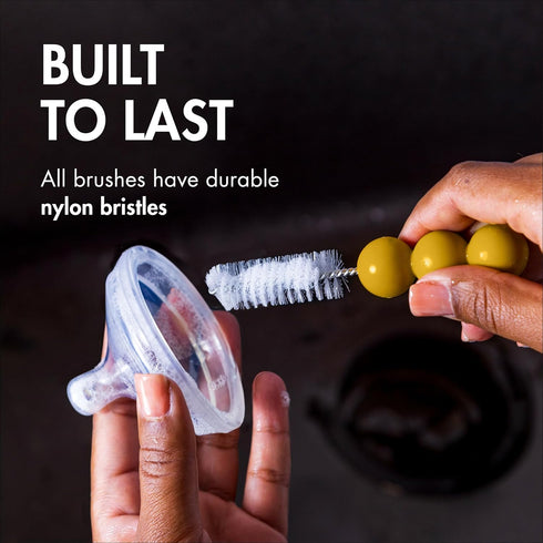 4 Count Boon Mod Replacement Baby Bottle Brushes - Includes Bottle Cleaner Brush, Straw Cleaner Brush, Nipple Brush