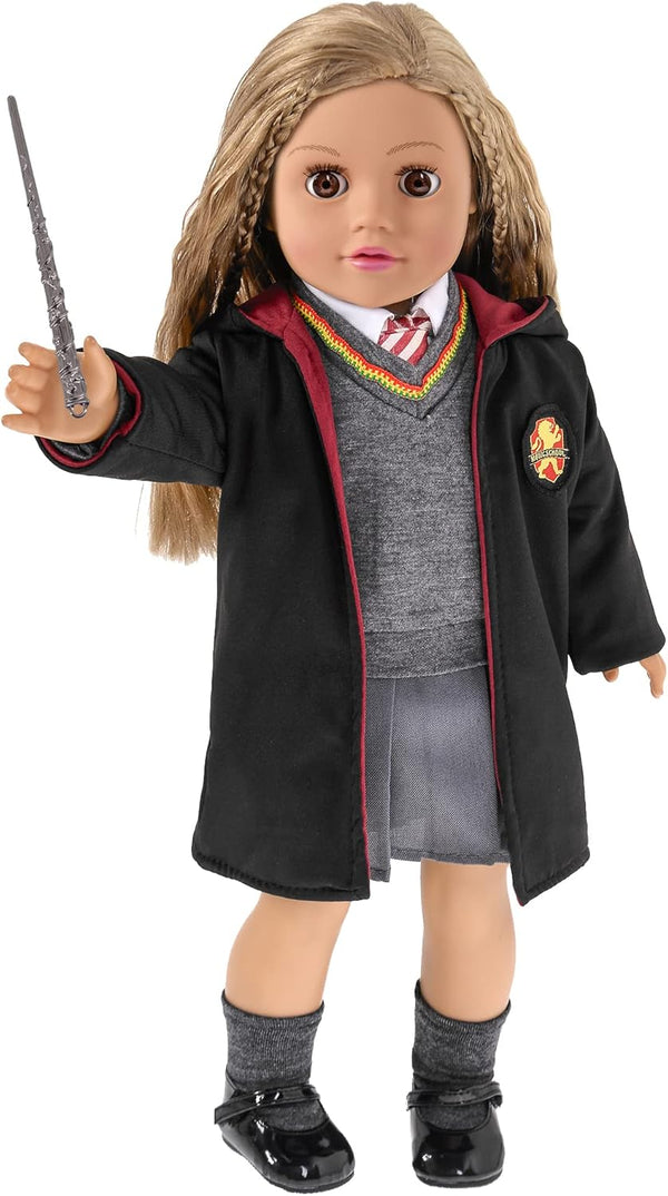 18 Inch Doll Clothes and Accessories - Halloween Magic School Uniform Costume Set with Outfit & Shoes