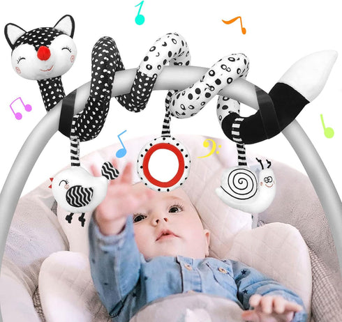 Black and White High Contrast Baby Toys for Newborn, Car Seat and Stroller Toys for 0-12 Months, Best Gift for Infants