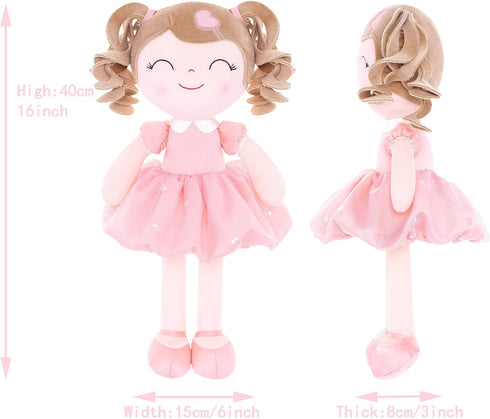 2-4 Gloveleya Baby Doll Baby Girl Gifts Plush Curly Kids Girl Toys with Love Toys for Ages Toddler Toy Pink