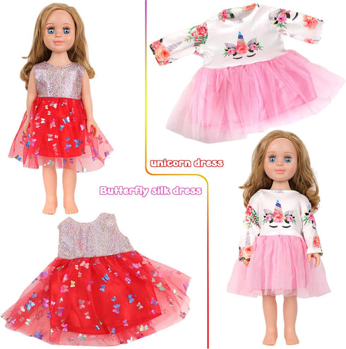 18-Inch 5 Sets 2 (8 Set 3-10 MSYO Doll Clothes & Accessories Kit: Pre-Styled Outfit + Pairs of Shoes Styles Available)