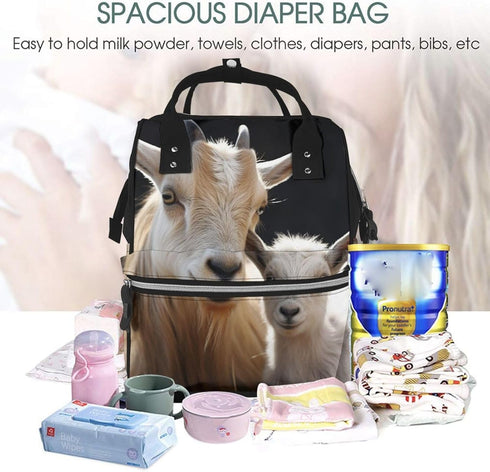 HJTRW Backpack Mummy Backpack Diaper Bag for Women Waterproof Large Nappy Bag Cute goat Nursing Bag