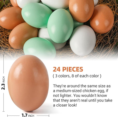 (24 3 (8pcs 8pcs 8pcs CALPALMY Pieces) Hyper-Realistic Wooden Eggs - Colors Wooden Fake Eggs for Easter, Painting
