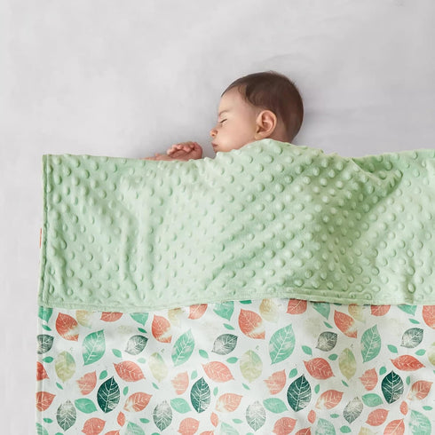 Carseat-30x40 Inches DuShow Leaf Baby Blanket for Girls - Ultra Soft Double Layer Minky Blanket with Dotted Backing