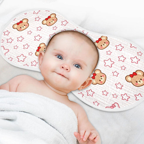 decor gift 4 Pack 22x11in Cotton Baby Burp Cloth Easy Care Cartoon Cute Red Stars Bear spit up Rags for Babies Girls