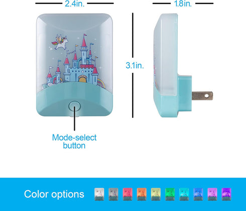GE Color-Changing LED Night Light, Princess Castle, Plug Into Wall, Dusk to Dawn Sensor for Kids Bedroom, Bathroom