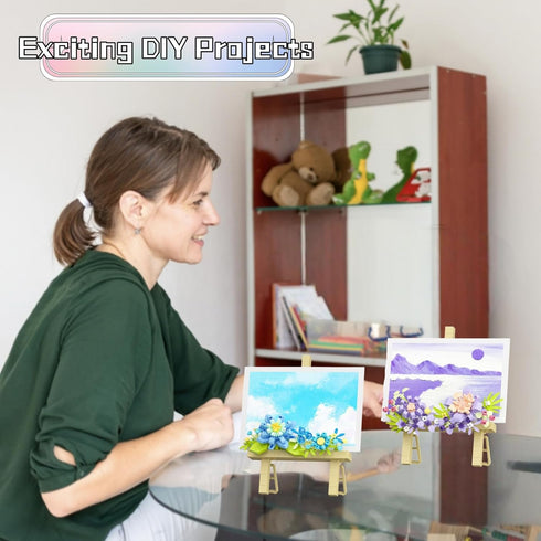 WULOBOOI Set, Mini Flowers Picture Frame Building Desk Decor Block Easel for Message Stickers and Painting Photo Frame
