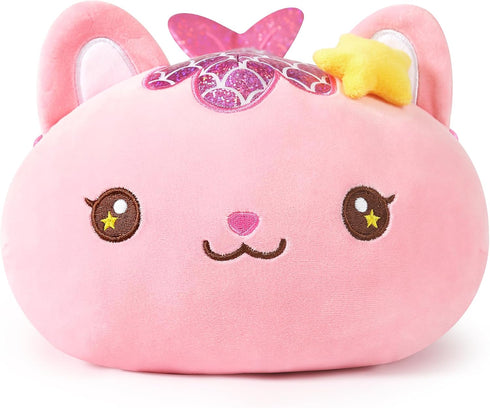 Onsoyours Cute Kitten Mermaid Plush Toy, Soft 12" Kitty Plush Pillow for Kids (Pink Cat Mermaid)