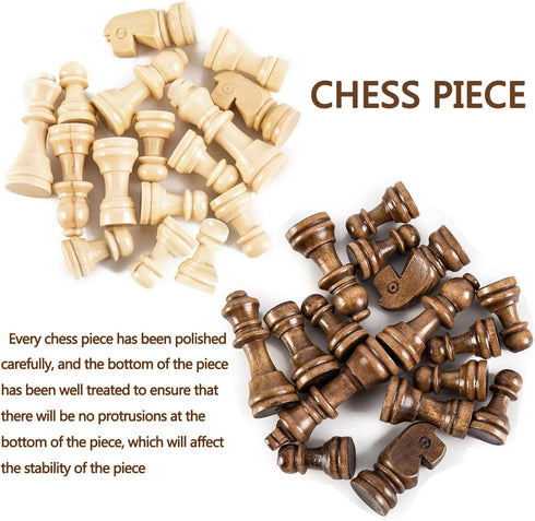 Folding Storage Wooden Chess Set, 3 in 1 Chess Board Game for Adults and Kids (Chess, Backgammon, Checkers)