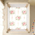 CZXW 52" 28" Pink Roses Stripes Crib Sheets Fitted x Natural Cotton Soft & Breathable for Baby Crib Mattress