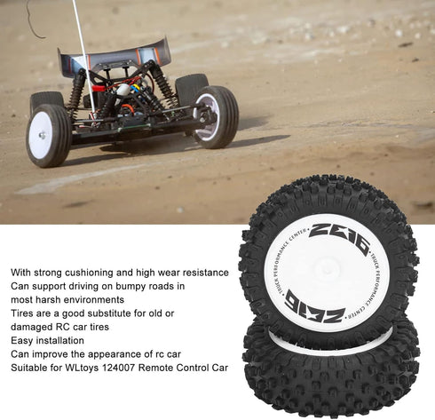 Alomejor 2Pcs Rubber RC Car Rear Tires Set for 124007 Remote Control Car