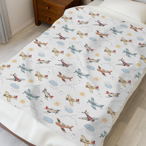 Selgkds 60x80inch Cute Planes Baby Blankets for Boys Girls Infants Toddler Crib Stroller Watercolor Airplanes Clouds