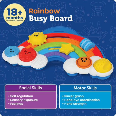 Learning Resources Rainbow Busy Board - Montessori Busy Board, Toddler Sensory Toys, Boy and Girl Travel Toys