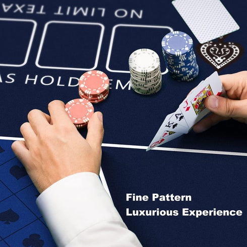 70 35 Inch 8 (70 35 Inch-Blue) x Poker Mat, Players Texas Hold'em Poker Rubber Mat Poker Topper for Tables, Folding