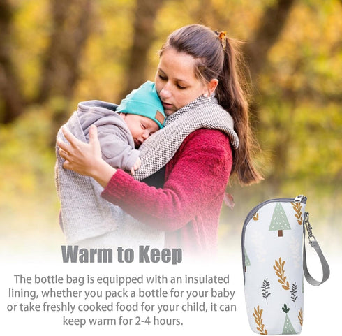 Rhinoon Insulated Baby Bottle Bag, Portable Breastmilk Storage Tote, Oxford Cloth Waterproof Feeding Bottle Pouch